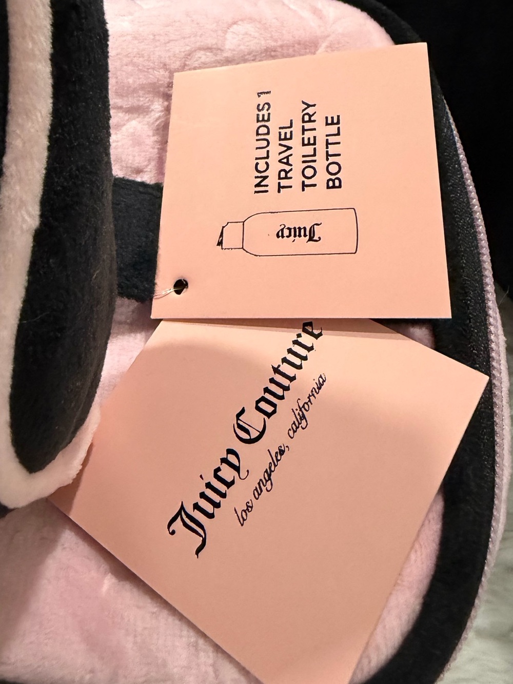 NWT - Juicy Couture Black & Light Pink Suede Travel Cosmetic Case - Picture 3 of 3